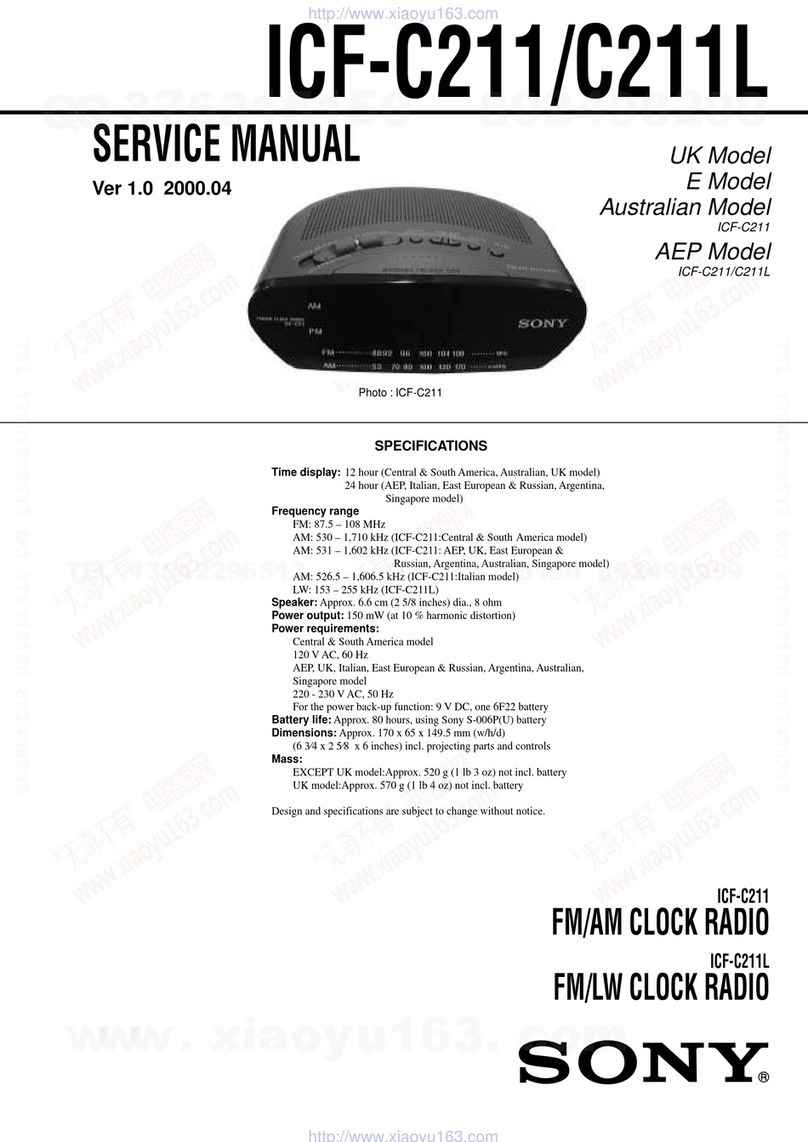 Sony ICF-C211 - Am/fm Clock Radio User manual Sony ICF-C211 - Am/fm Clock Radio User manual