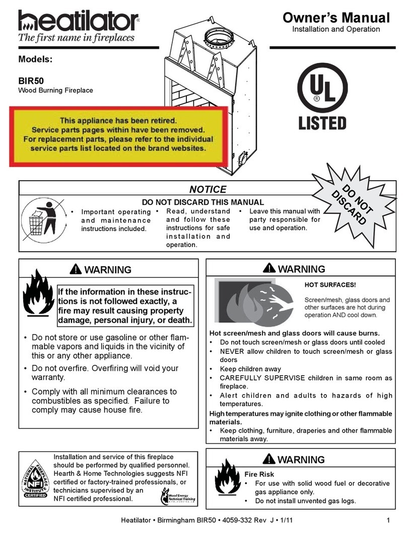 Heatilator Birmingham BIR50 User manual