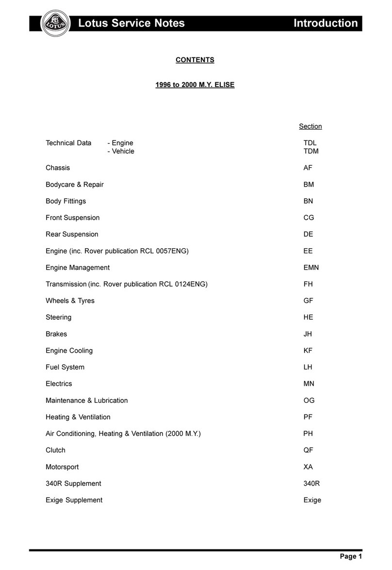 Lotus MY Elise 1996 Operating and maintenance manual