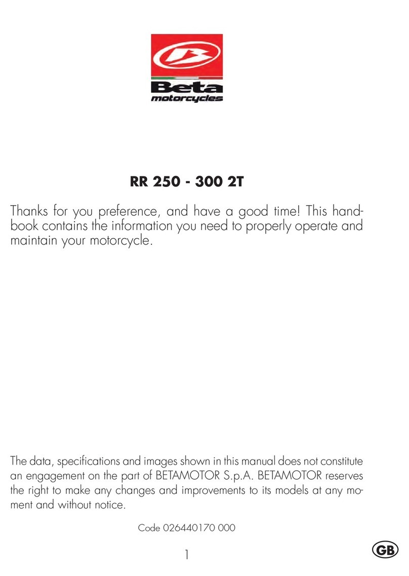 Beta Motorcycles 2016 RR 250 2T owner's manual