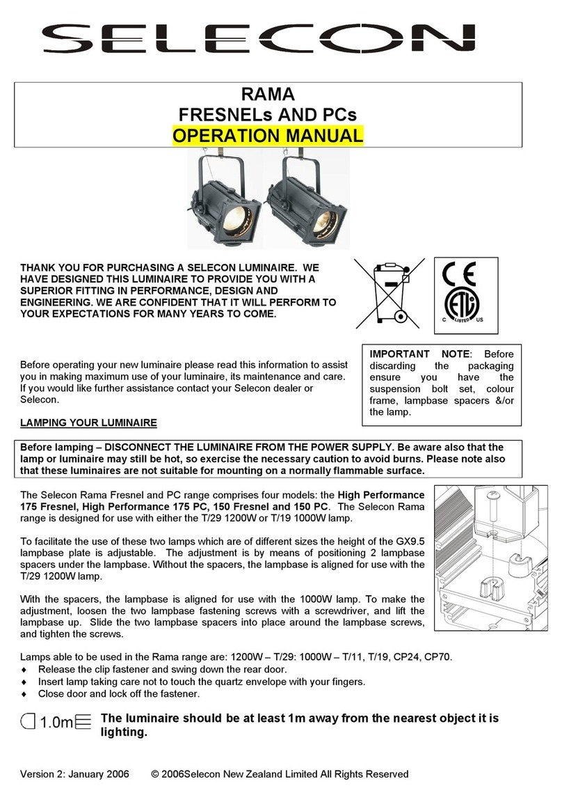 Selecon High Performance 175 Fresnel Operation manual Selecon High Performance 175 Fresnel Operation manual