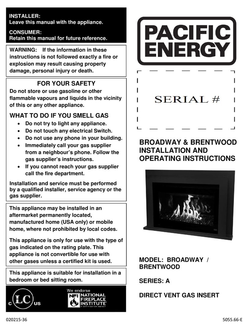 Pacific energy BROADWAY Installation and operating instructions Pacific energy BROADWAY Installation and operating instructions