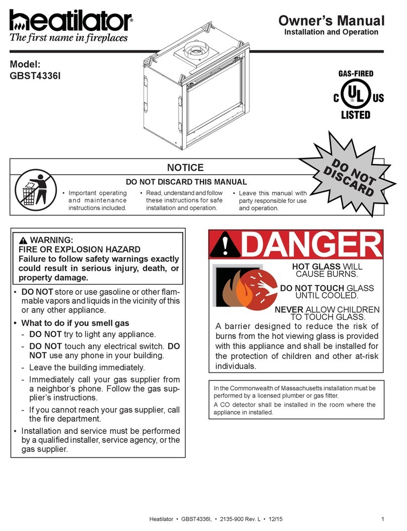 Heatilator BGST4336I owner's manual