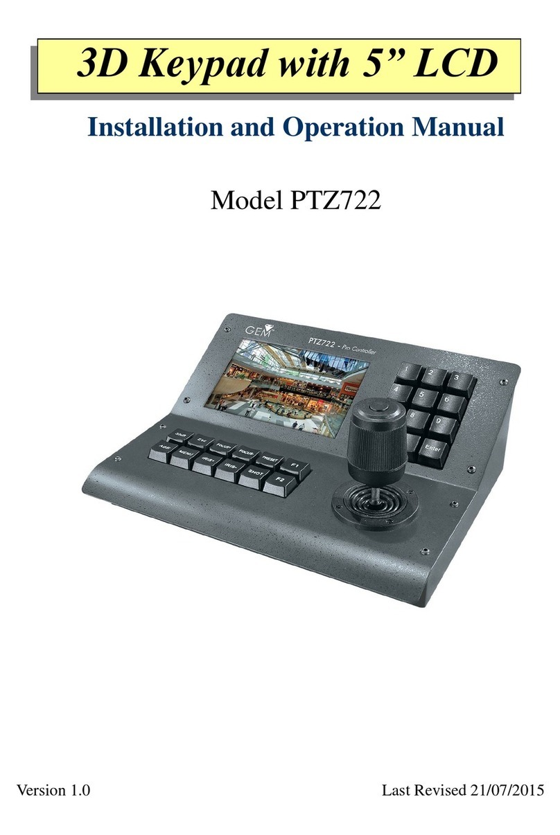 GEM PTZ722 Installation and operation manual