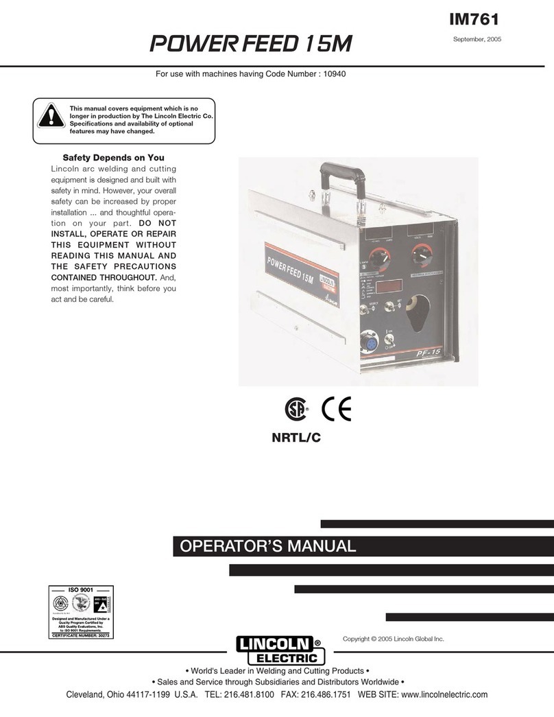 Lincoln Electric POWER FEED 15M IM761 Operator's manual
