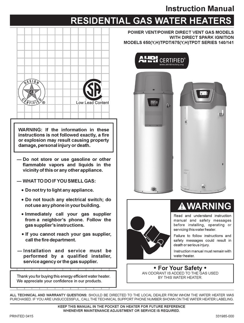Reliance Water Heaters 650YTPDT instruction manual