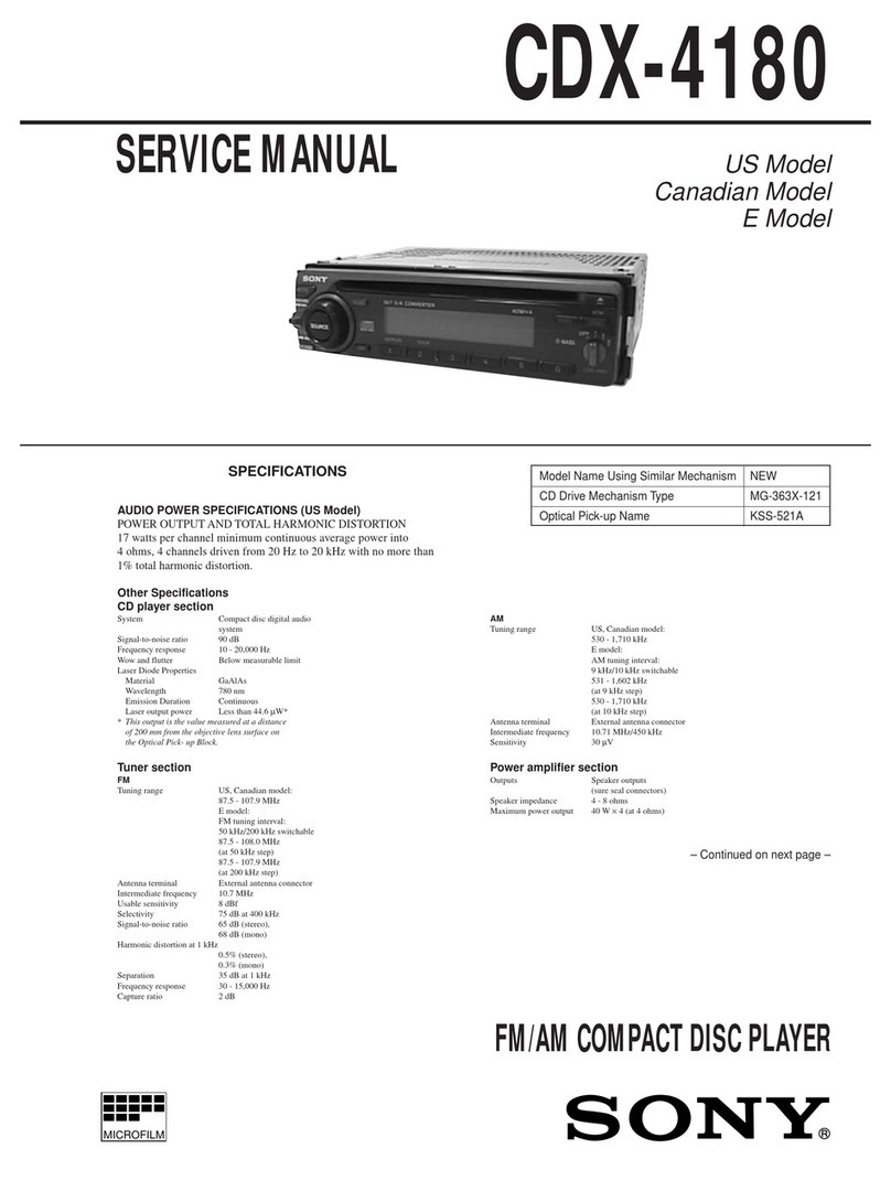 Sony CDX-4180 Instalation User manual