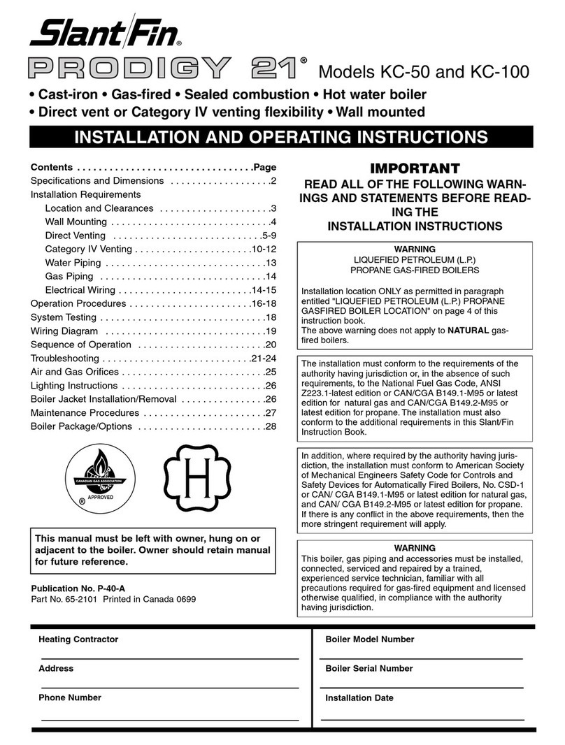 Slant/Fin VICTORY II VHS Series Installation and operating instructions