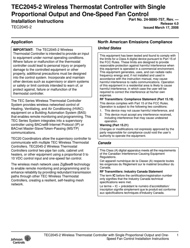 Johnson Controls TEC2045-2 User manual Johnson Controls TEC2045-2 User manual