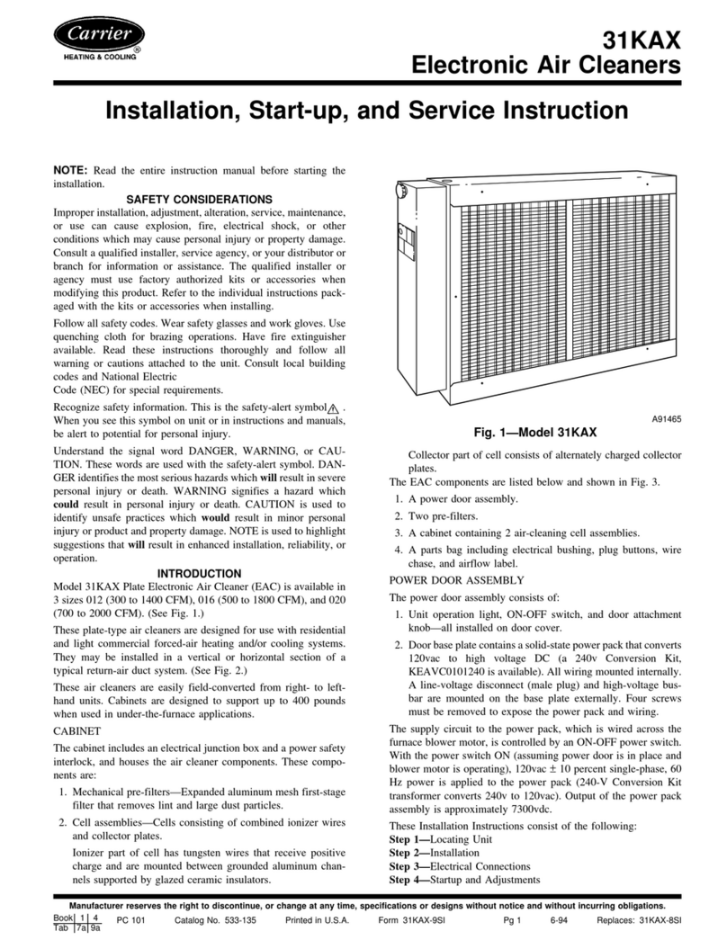 Carrier 31KAX Dimensions and installation guide Carrier 31KAX Dimensions and installation guide