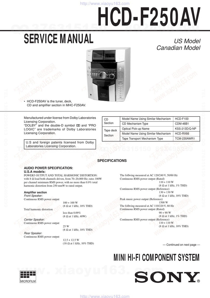Sony HCD-F250AV - Compact Disc Receiver System User manual