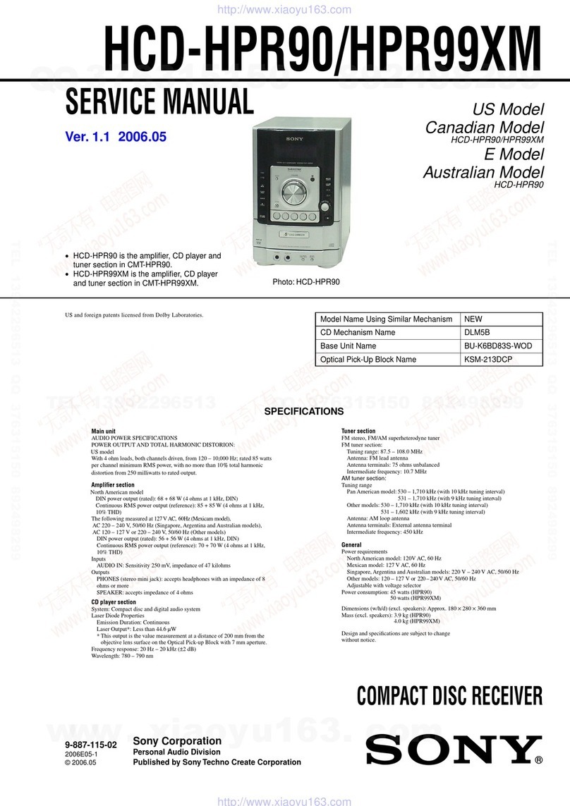 Sony HCD-HPR90 - Receiver Component For Mini Hi-fi... User manual