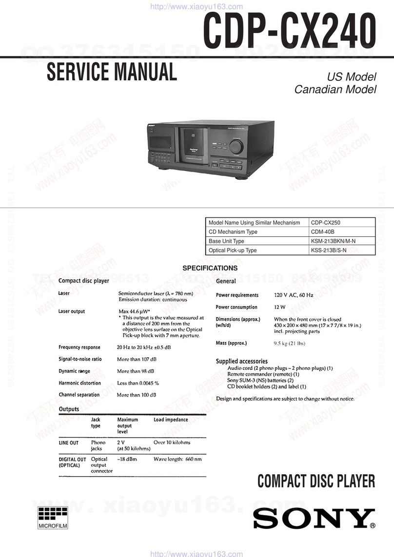 Sony CDP-CX240 - 200 Disc Cd Changer User manual