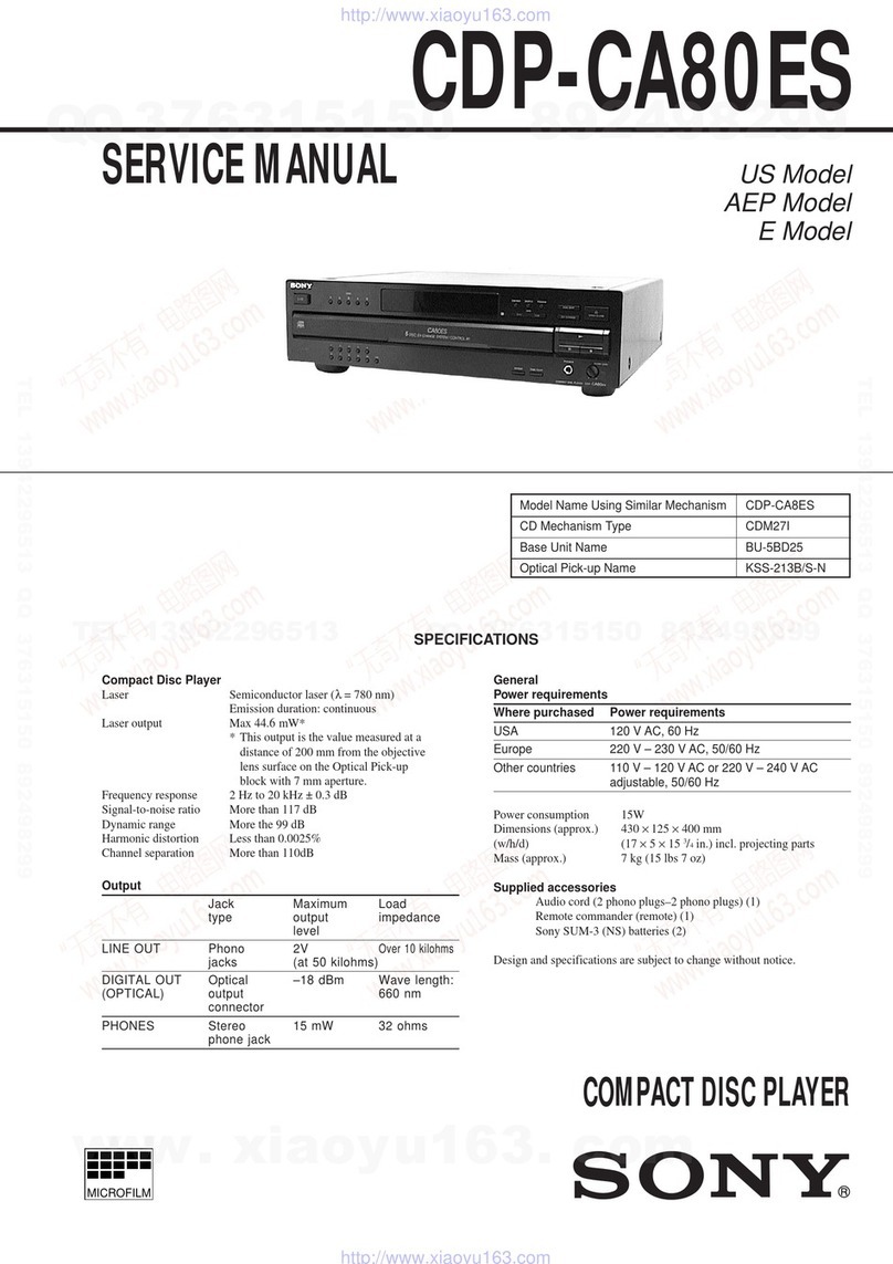 Sony CDP-CA80ES - Es Compact Disc Player User manual