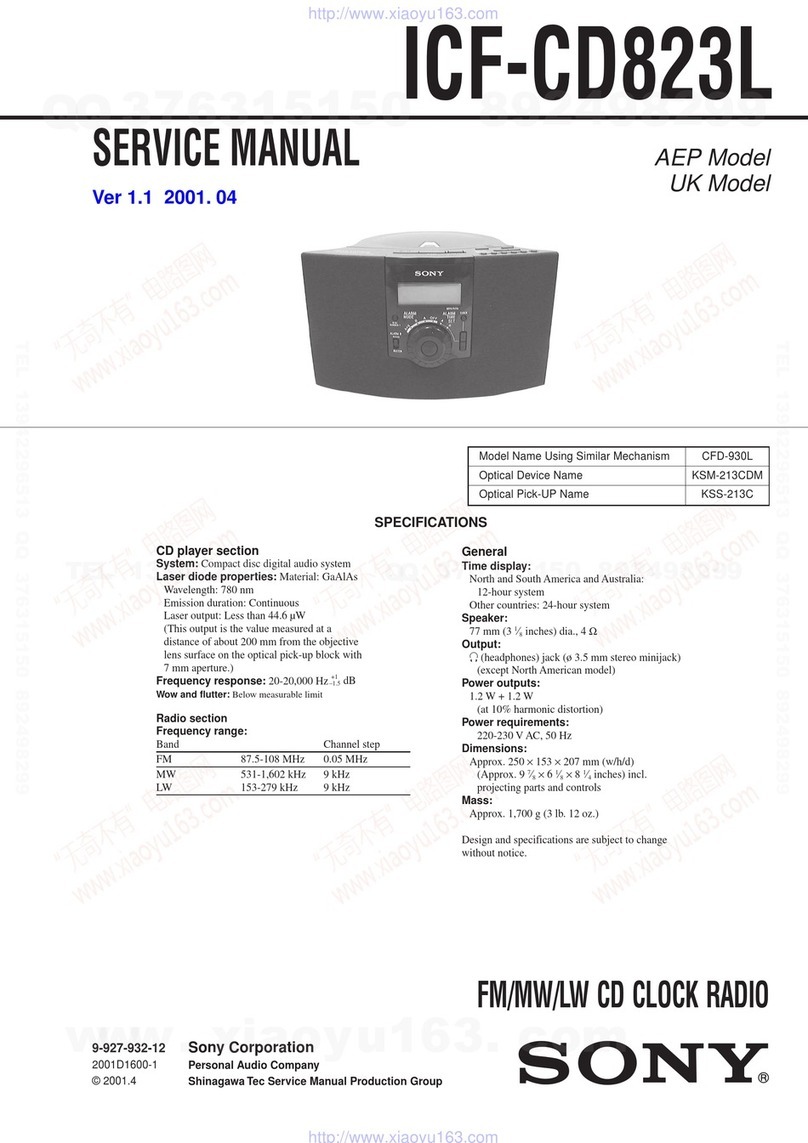 Sony Dream Machine ICF-CD823L Service manual