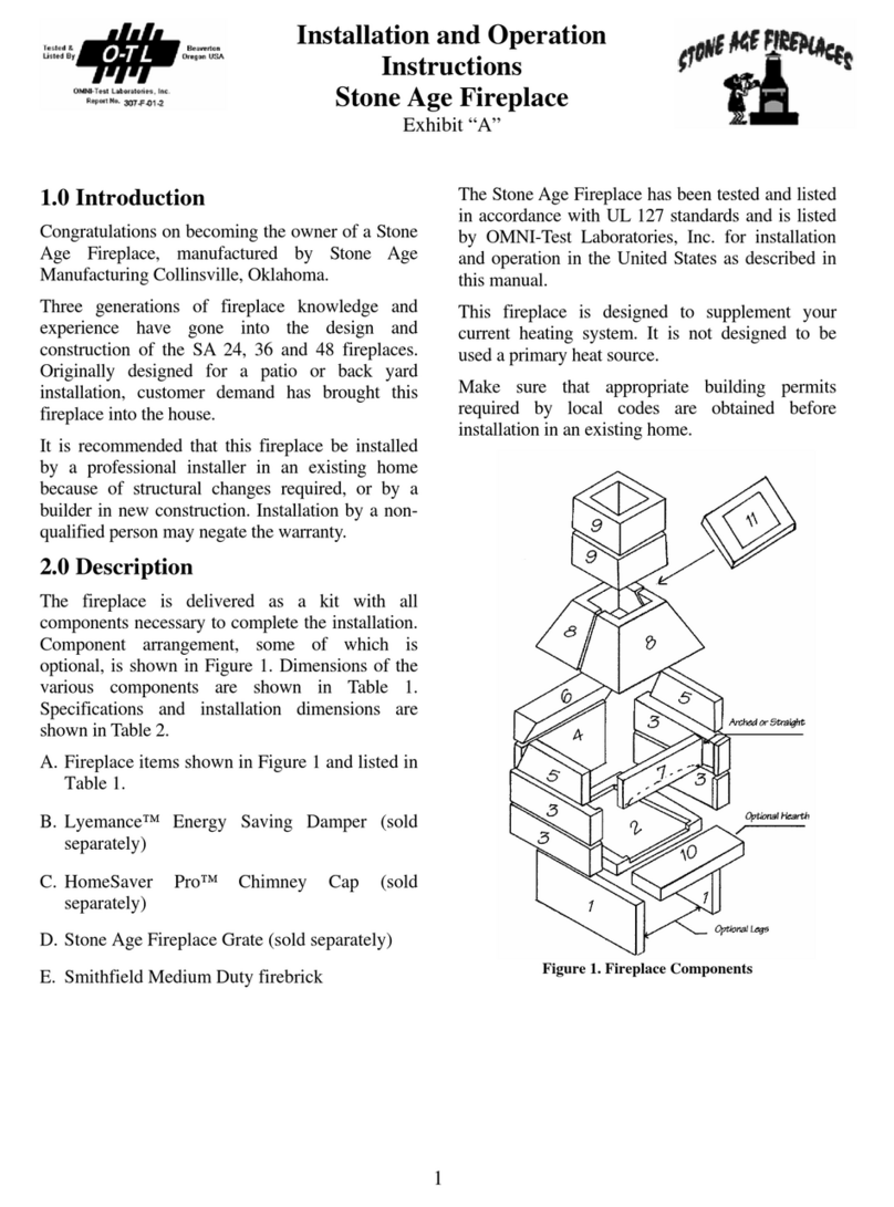 Stone Age Fireplaces SA 24 Installation and operation instructions Stone Age Fireplaces SA 24 Installation and operation instructions