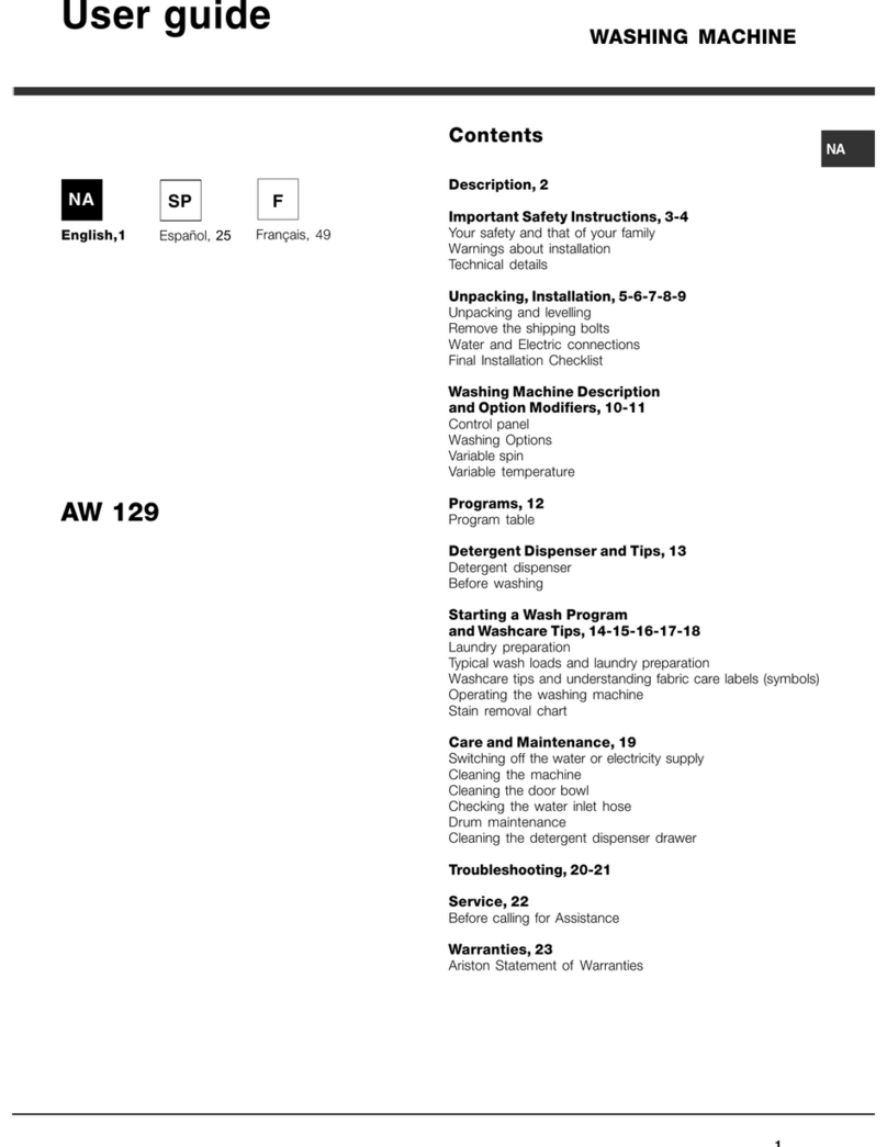 Ariston AW 129 NA User manual