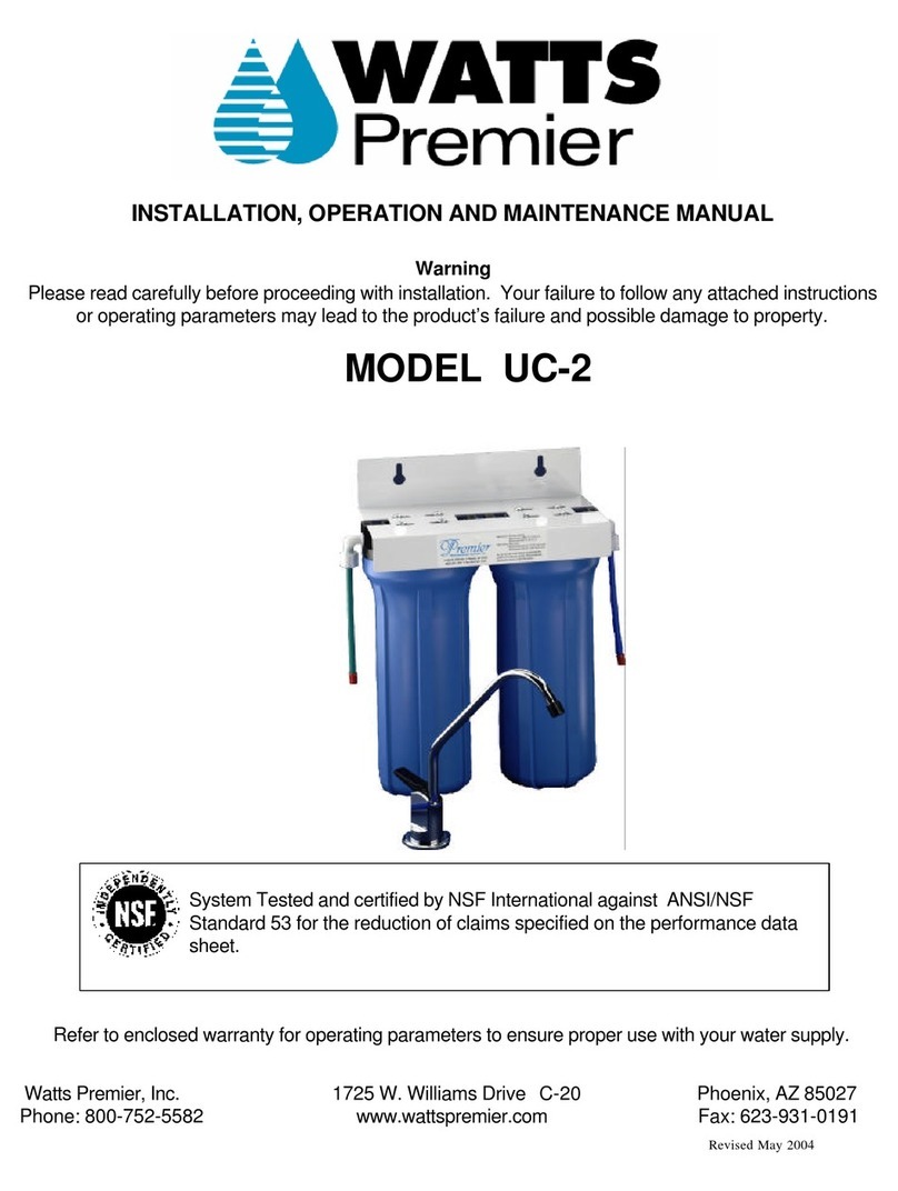 Watts Premier UC-2 Installation, operation and maintenance manual