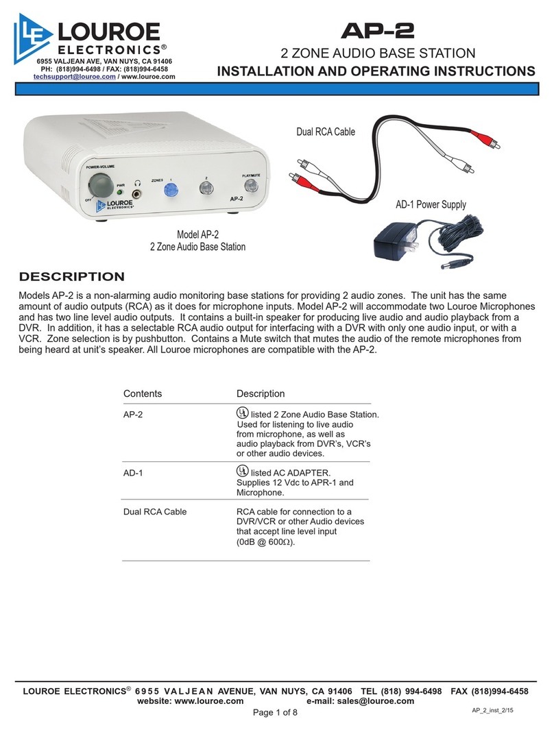 Louroe AP-2 Installation and operating instructions
