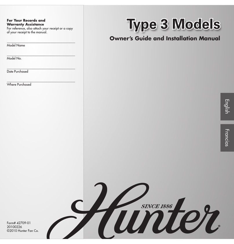 Hunter Type 3 Models Instruction manual