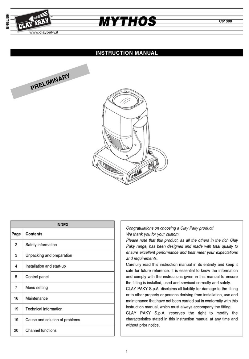 Claypaky MYTHOS C61390 instruction manual