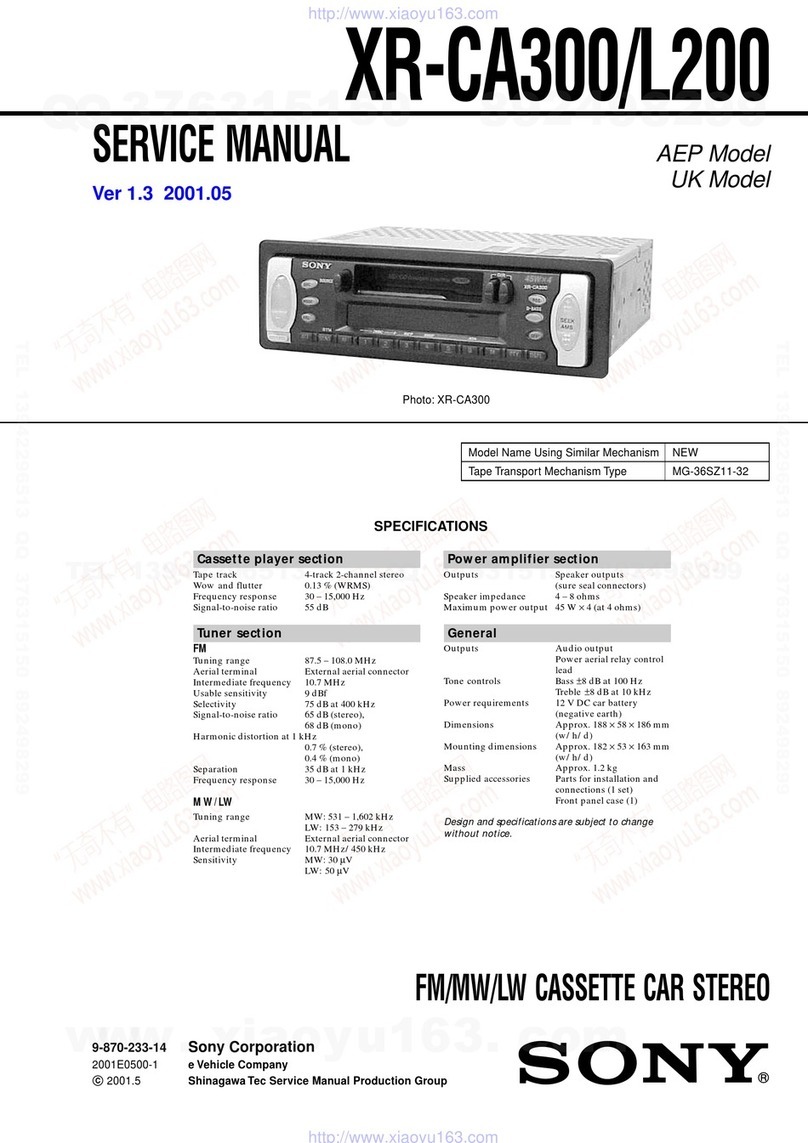 Sony XR-CA300 - Fm-am Cassette Car Stereo Service manual