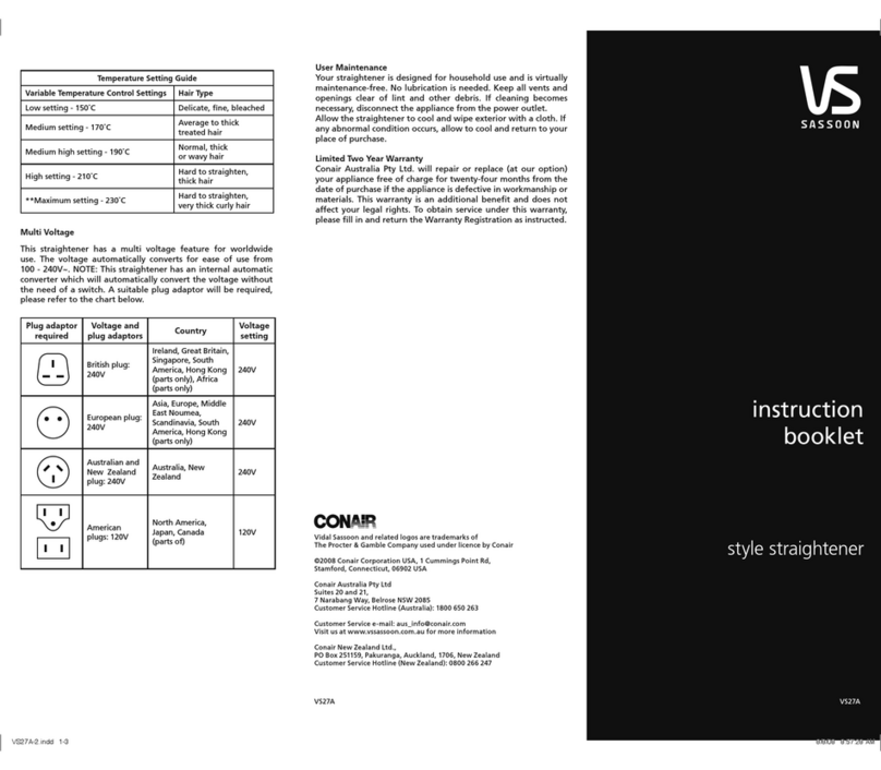 VS Sassoon vs27a Instruction booklet
