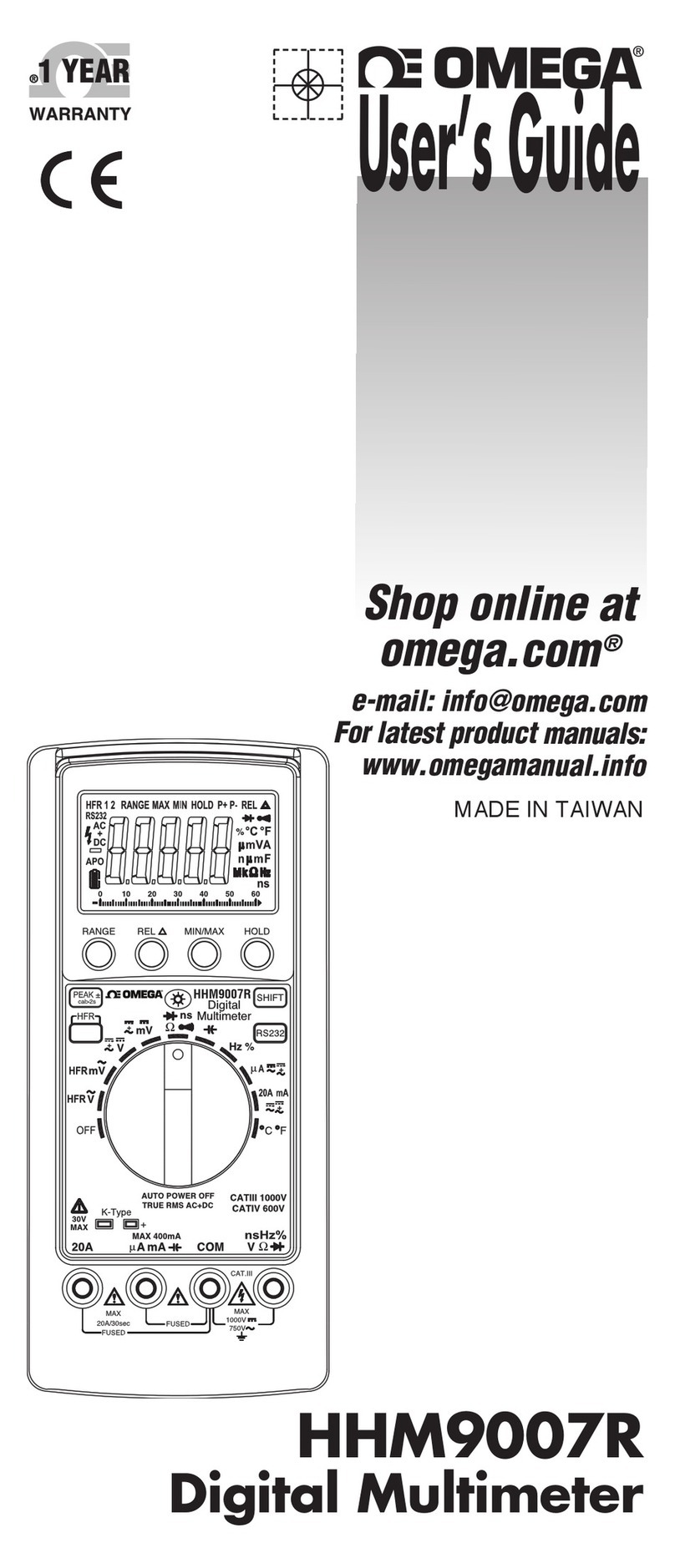 Omega HHM9007R User manual Omega HHM9007R User manual