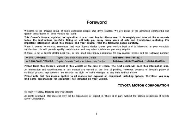 Toyota 2003 Prius owner's manual