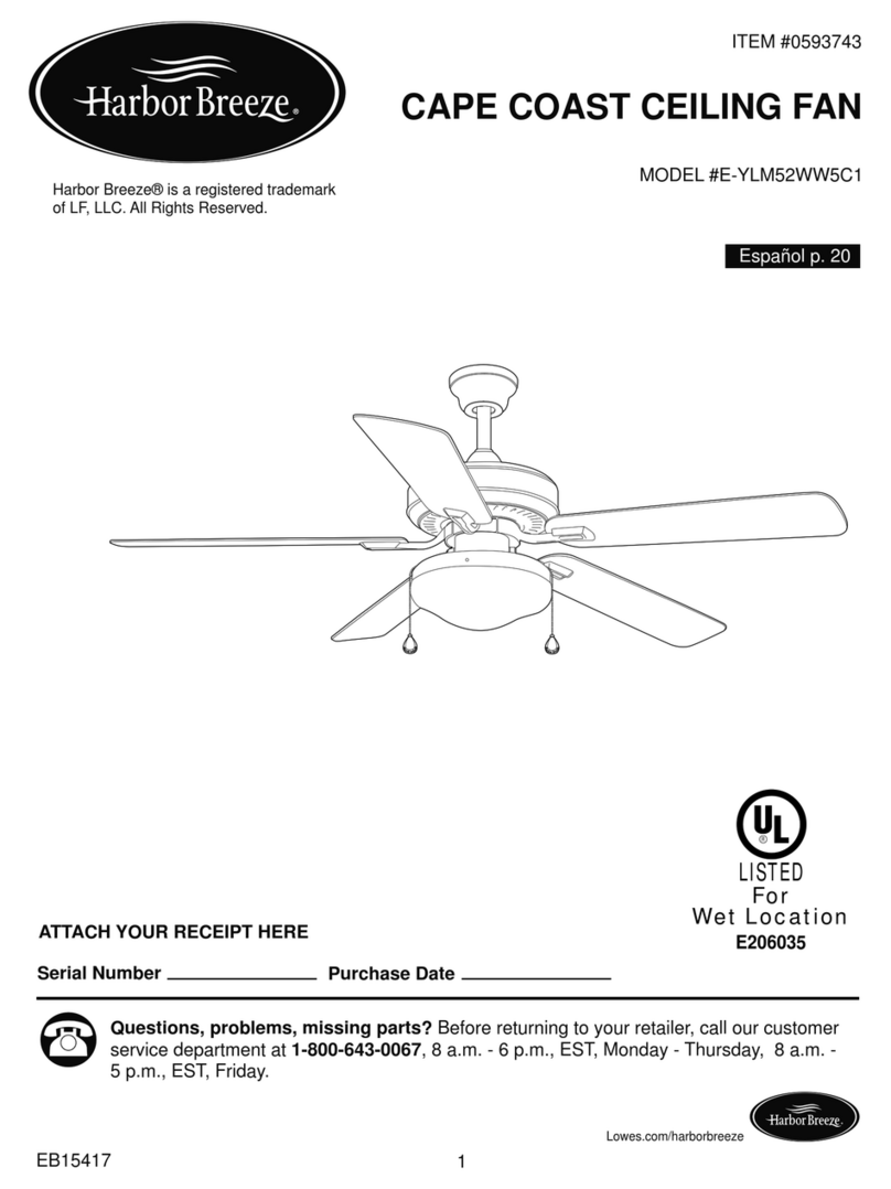 Harbor Breeze Cape Coast E-YLM52WW5C1 installation guide