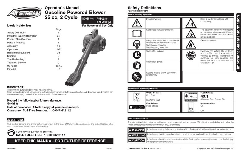 Airstream A-HB-25150 Operator's manual