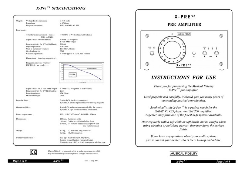 Musical Fidelity X-Pre V3 Instructions for use