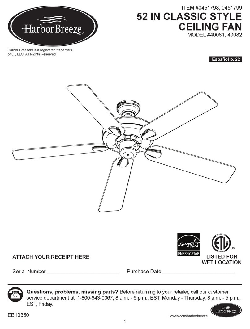 Harbor Breeze 52 IN CLASSIC STYLE 40081 installation guide Harbor Breeze 52 IN CLASSIC STYLE 40081 installation guide