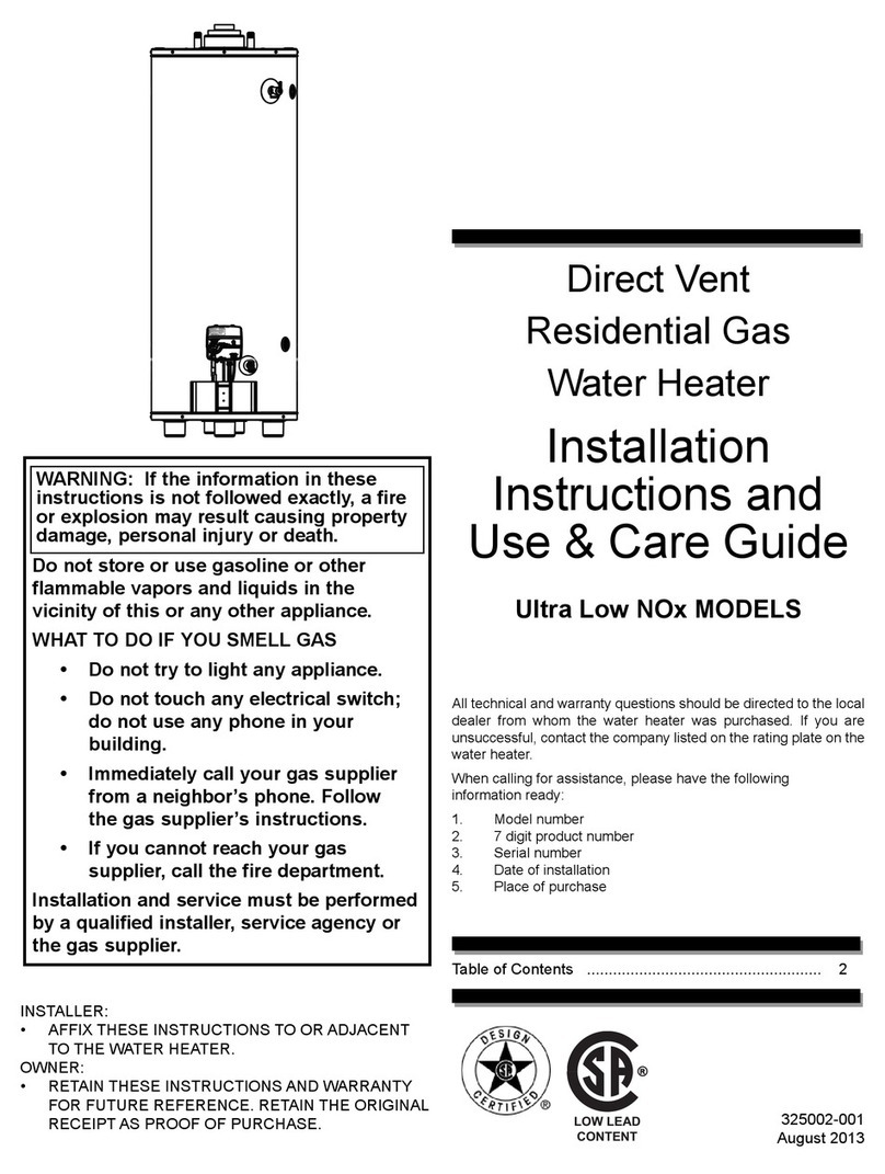 State Water Heaters Ultra Low Nox Series Installation Instructions and Use & Care Guide