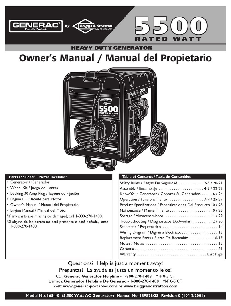 Generac Portable Products 1654-0 owner's manual