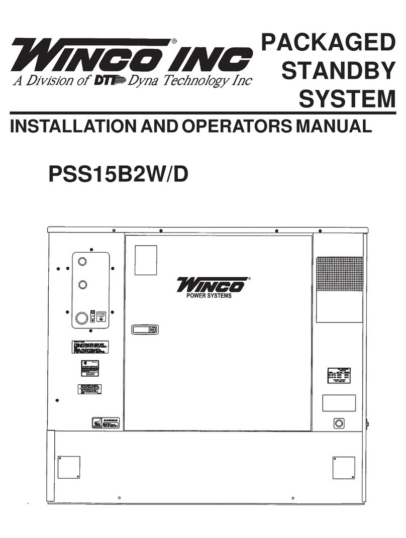 Winco PSS15B2W/D Installation and operator's manual