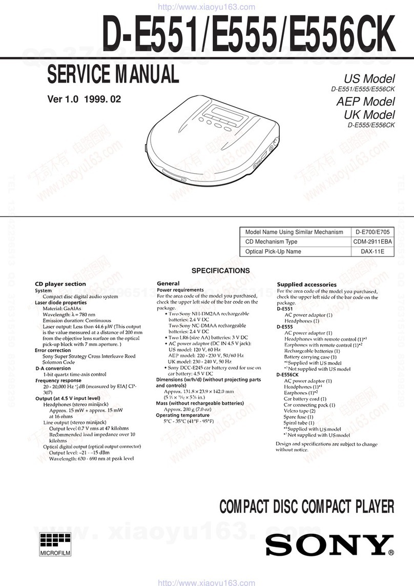 Sony CD Walkman D-E551 User manual Sony CD Walkman D-E551 User manual