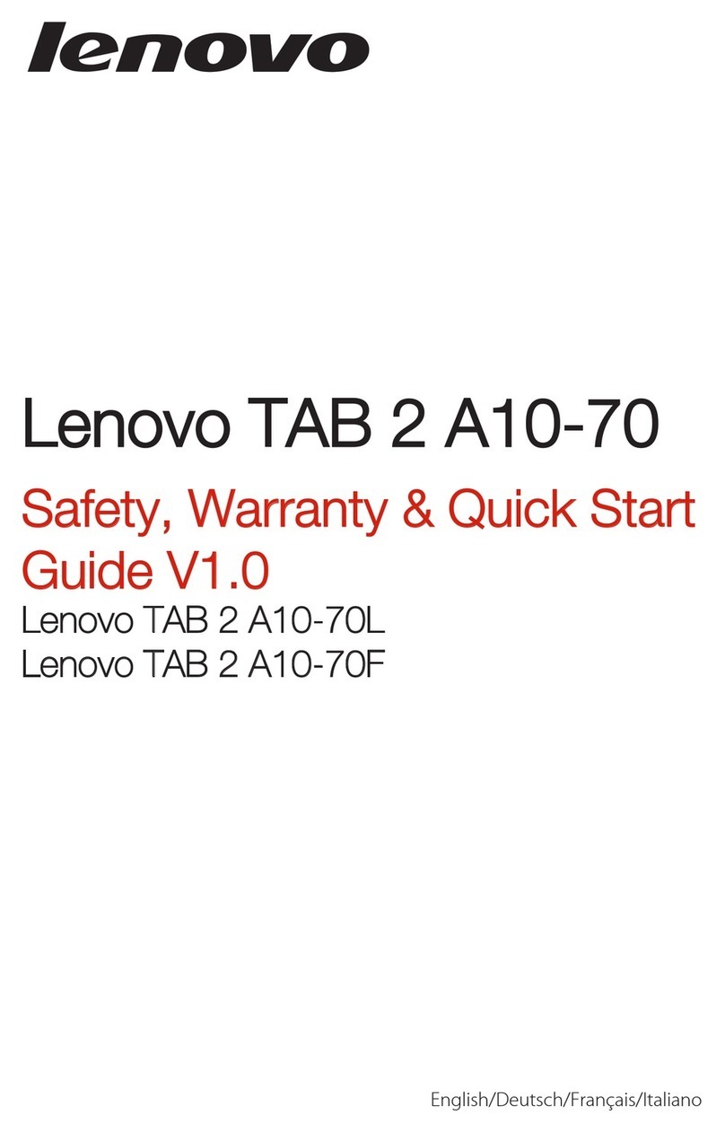 Lenovo TAB 2 A10-70L Safety, warranty & quick start guide
