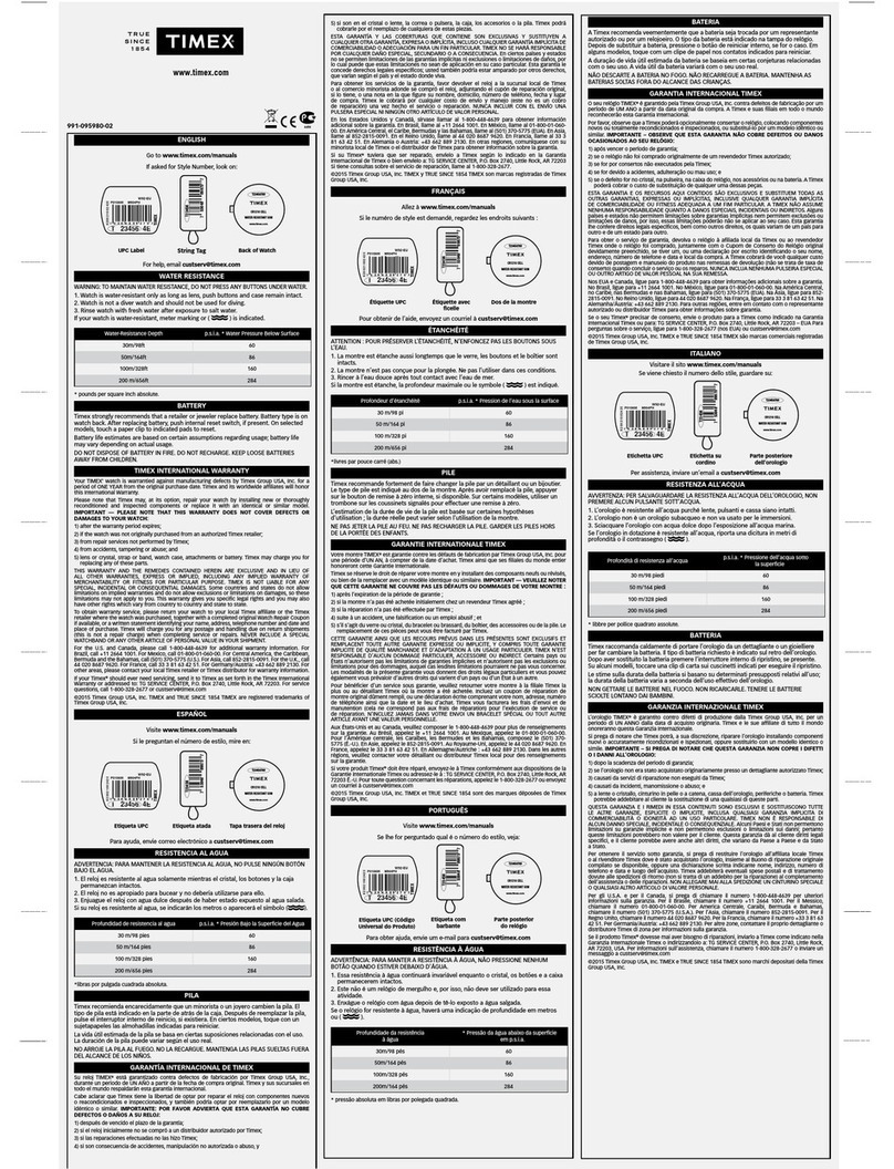 Timex W154 User manual Timex W154 User manual