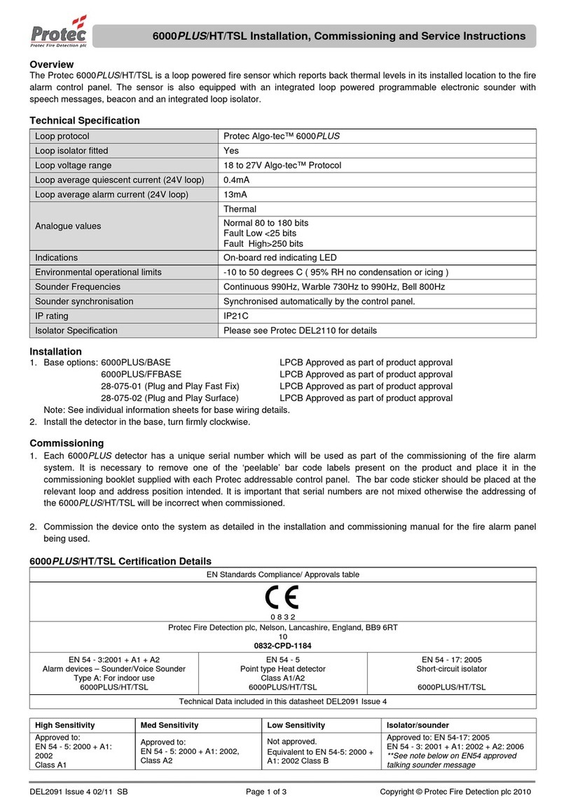 Pro-tec 6000PLUS/HT/TS Installation and service instructions Pro-tec 6000PLUS/HT/TS Installation and service instructions