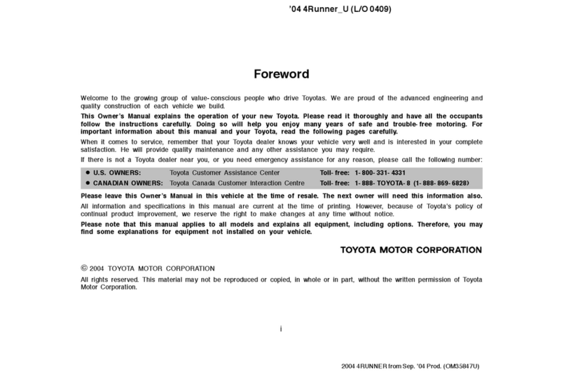 Toyota 4Runner 2004 owner's manual Toyota 4Runner 2004 owner's manual