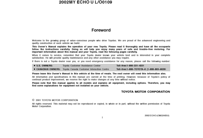 Toyota 2002 Echo User manual