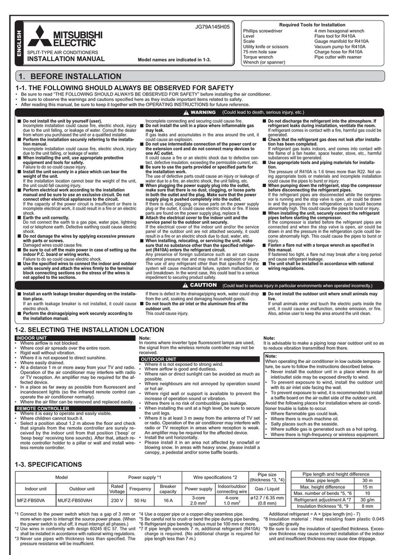 Mitsubishi Electric MFZ-FB50VA User manual
