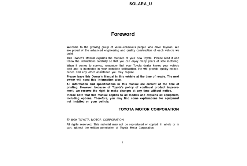 Toyota 2000 Solara owner's manual