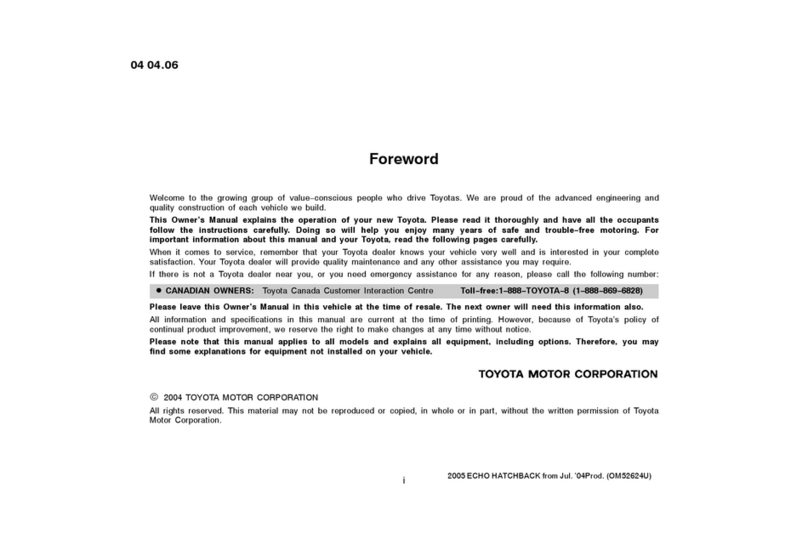 Toyota 2005 ECHO owner's manual