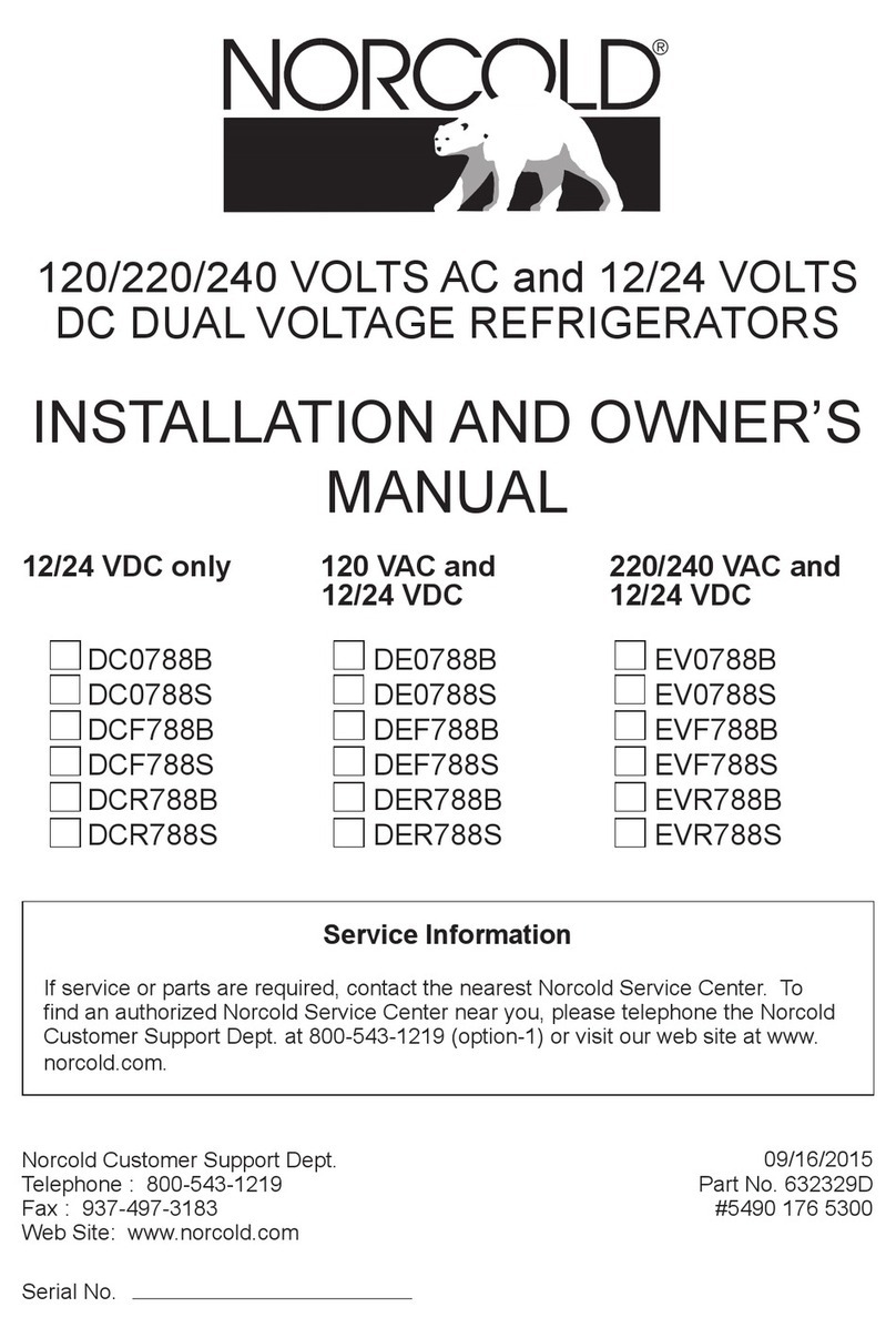 Norcold DC0788B Installation and owner's manual