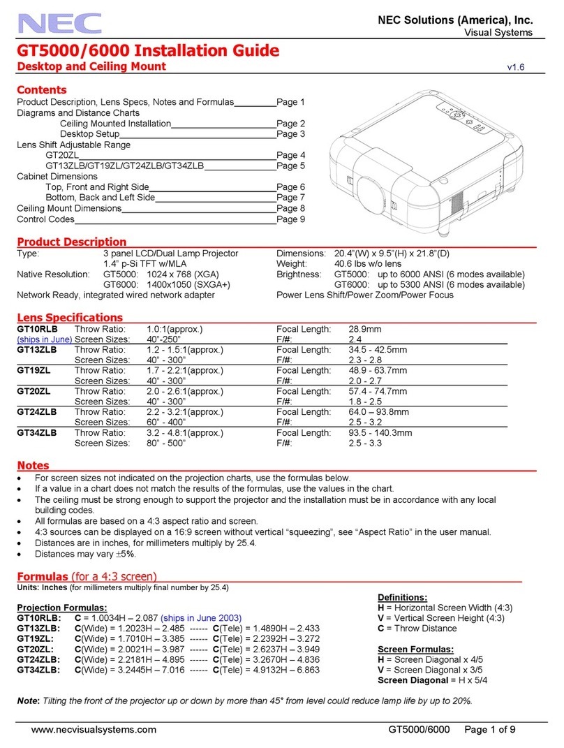 NEC GT5000 Series User manual