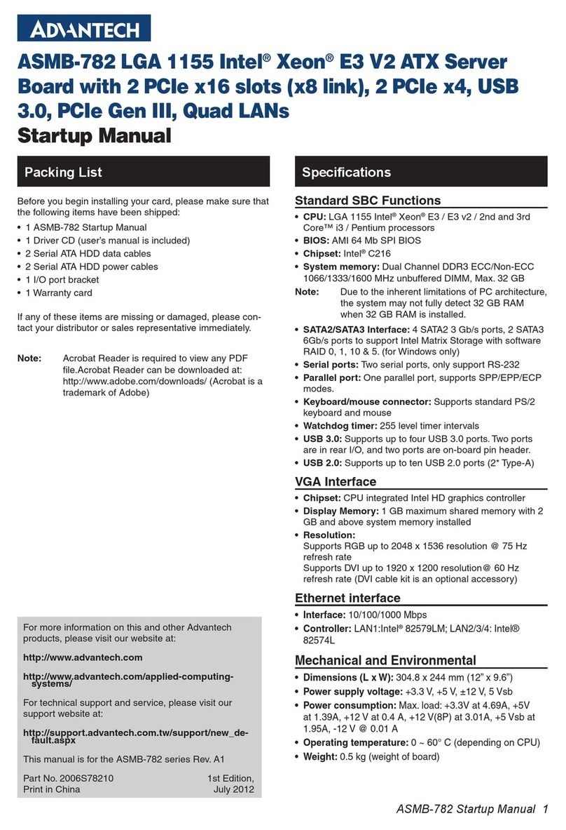Advantech ASMB-782 Installation and operation manual