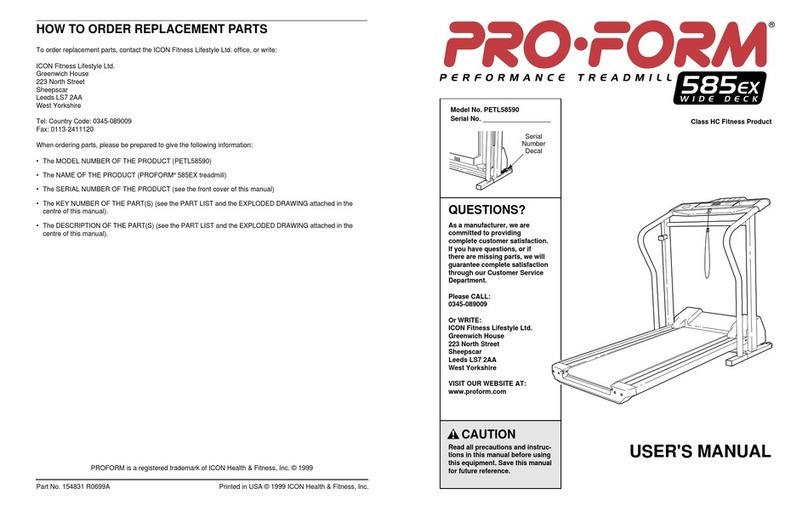 Pro-Form 585ex Wide Deck PETL58590 User manual