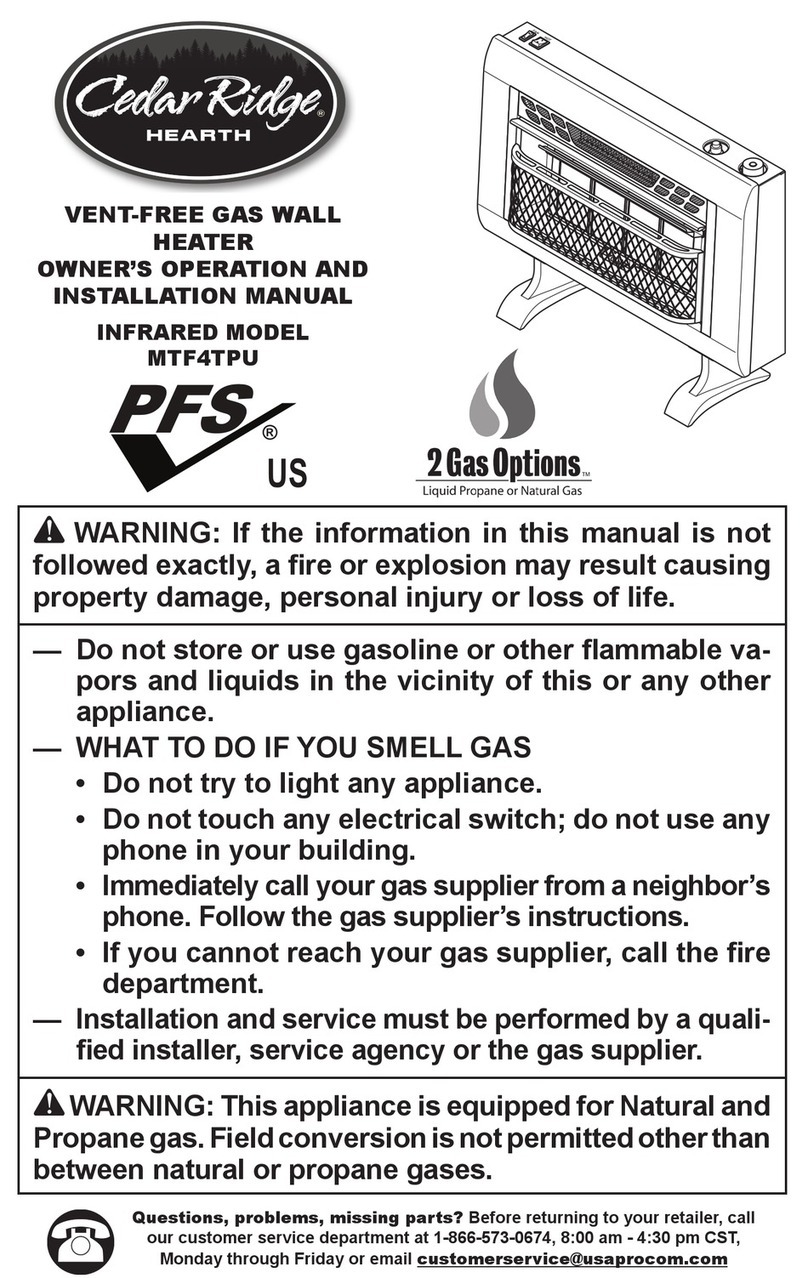 Cedar Ridge MTF4TPU OWNER'S OPERATION AND INSTALLATION MANUAL